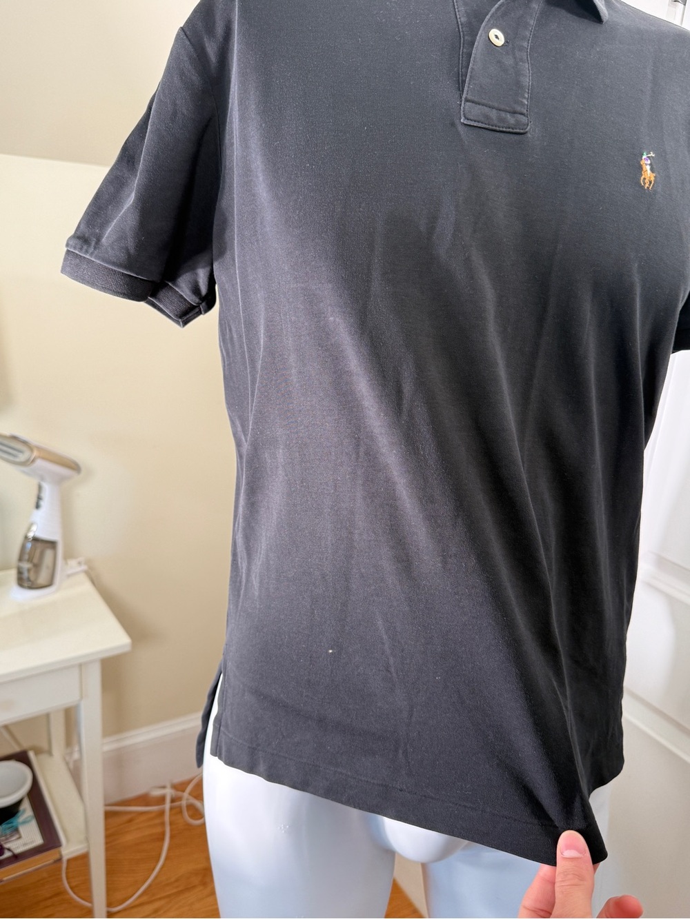 Polo by Ralph Lauren Black Short-Sleeve Cotton Polo with Embroidered Pony - Picture 7 of 12